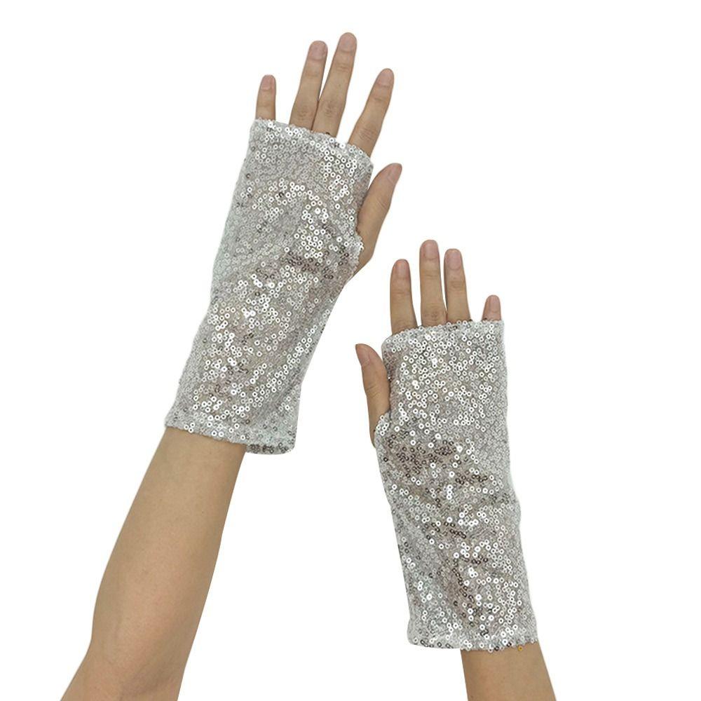 Fingerless Sequins Gloves Vintage Club Handwear Fashion Dancing Gloves  Party Club