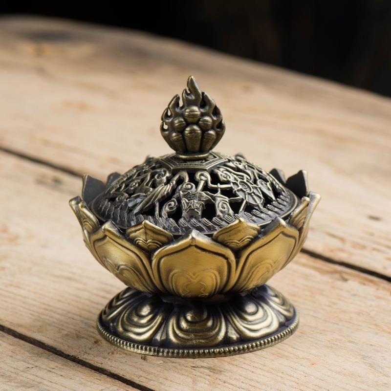 

Подставка для благовоний Лотос Буддийская Рамка Будды Латунь Мини Сандаловое дерево Металлическое мастерство Домашнее украшение бронзовый