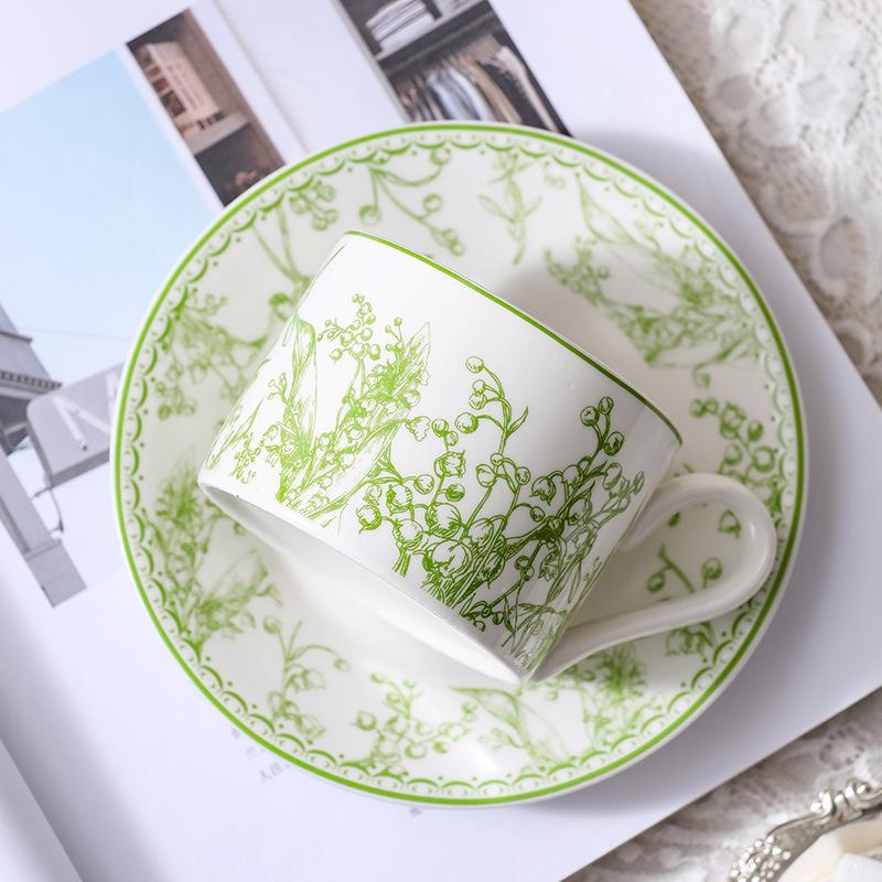 Lily of The Valley Coffee Cup and Plate Gift Box Mug Gift High Appearance Level Water Cup Set Opening Event Souvenir