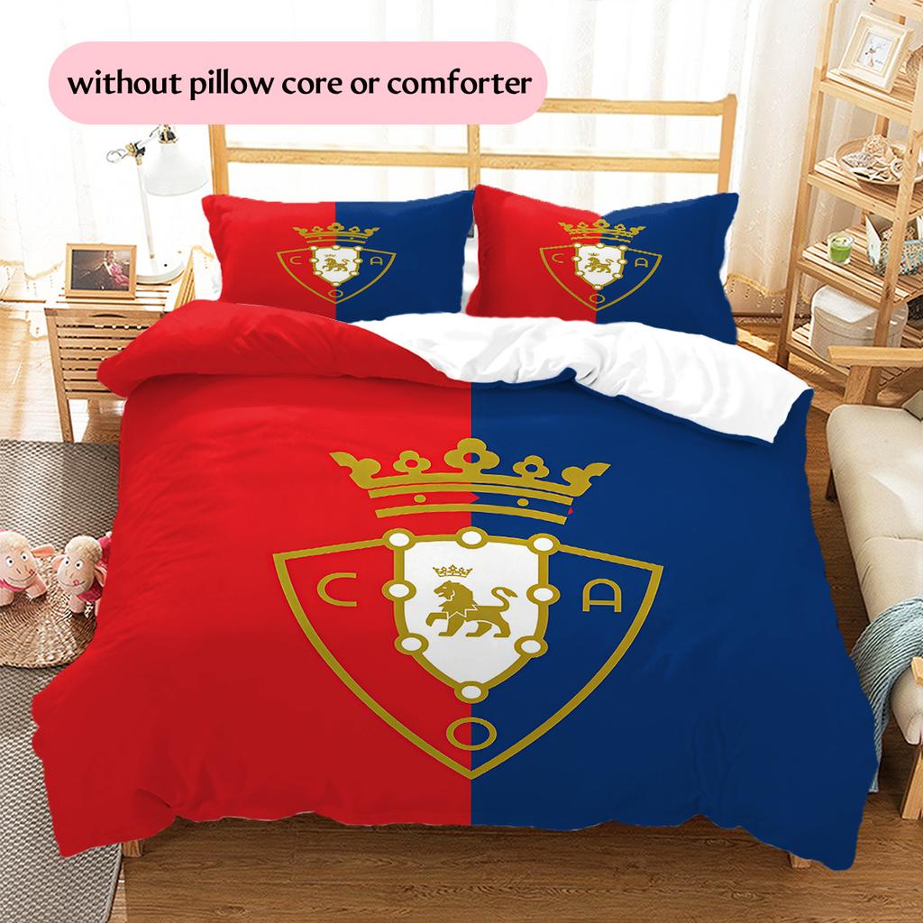 CA Osasuna Pattern Bedding Quilt Set Home Decoration Gift (1 * duvet cover + 2 * pillowcase without core)