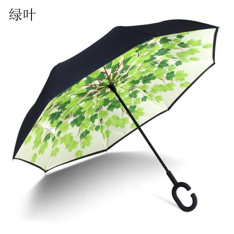 Ring-lock double-layer fully automatic reverse umbrella, long handle, large car umbrella, enlarged, reinforced, thickened, wholesale umbrellas for