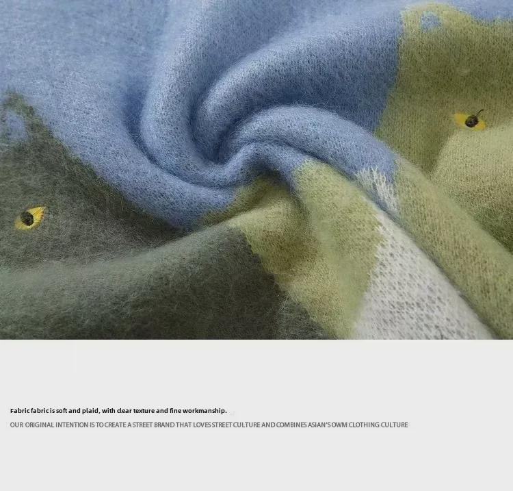 Euroamerikanischer Herbst/Winter Katzenmuster Jacquard Strickpullover - Langärmlig, Lockere Passform, Rundhalsausschnitt, Lässiger Komfort