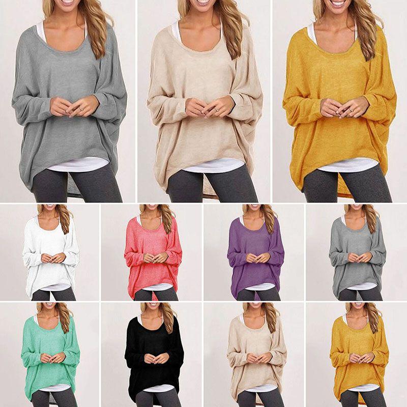 Elegant Women Plus Size Long Sleeve Pullover T-shirt With Loose Baggy Casual Fit