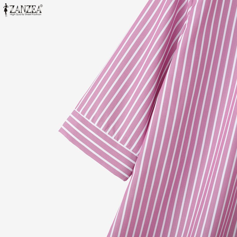 ZANZEA Dámská ležérní halenka s 3/4 rukávem a výstřihem do V