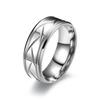 Fashion Men’s CopperColor Black Stainless Steel Ring Groove Multi-Faceted Rings for Men Women Engagement Ring Anniversary Gifts