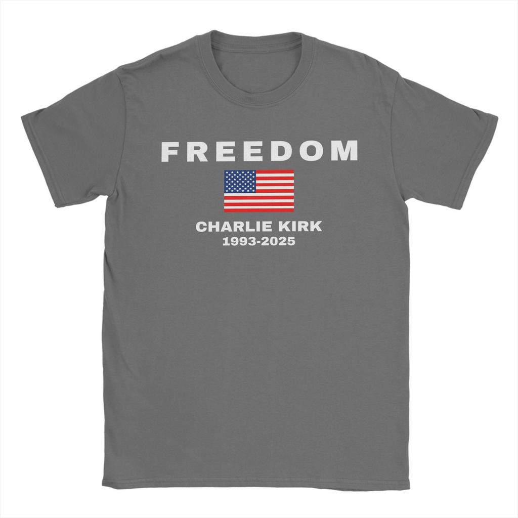 Turning Point USA Charlie Kirk T-Shirts Men  Novelty Pure Cotton Tee Shirt Round Collar Short Sleeve T Shirts Gift Idea Tops