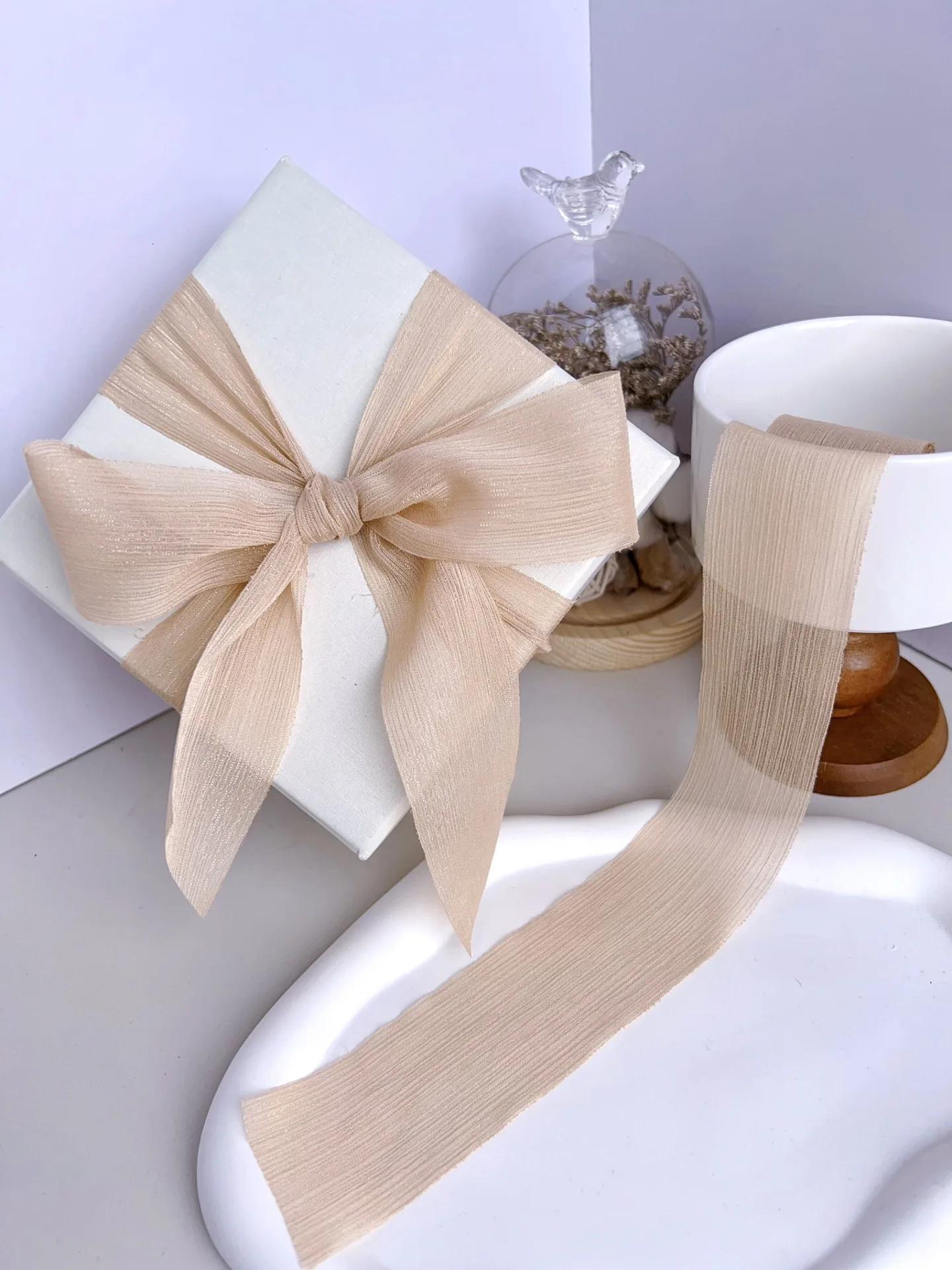 

Colorful Ribbon Silver Sparkling Wrinkle Mesh Accessories Bright Wrinkle Gift Box Flower Bundle Packaging Snow Yarn Ribbon 4cm x5m світлого кольору хакі