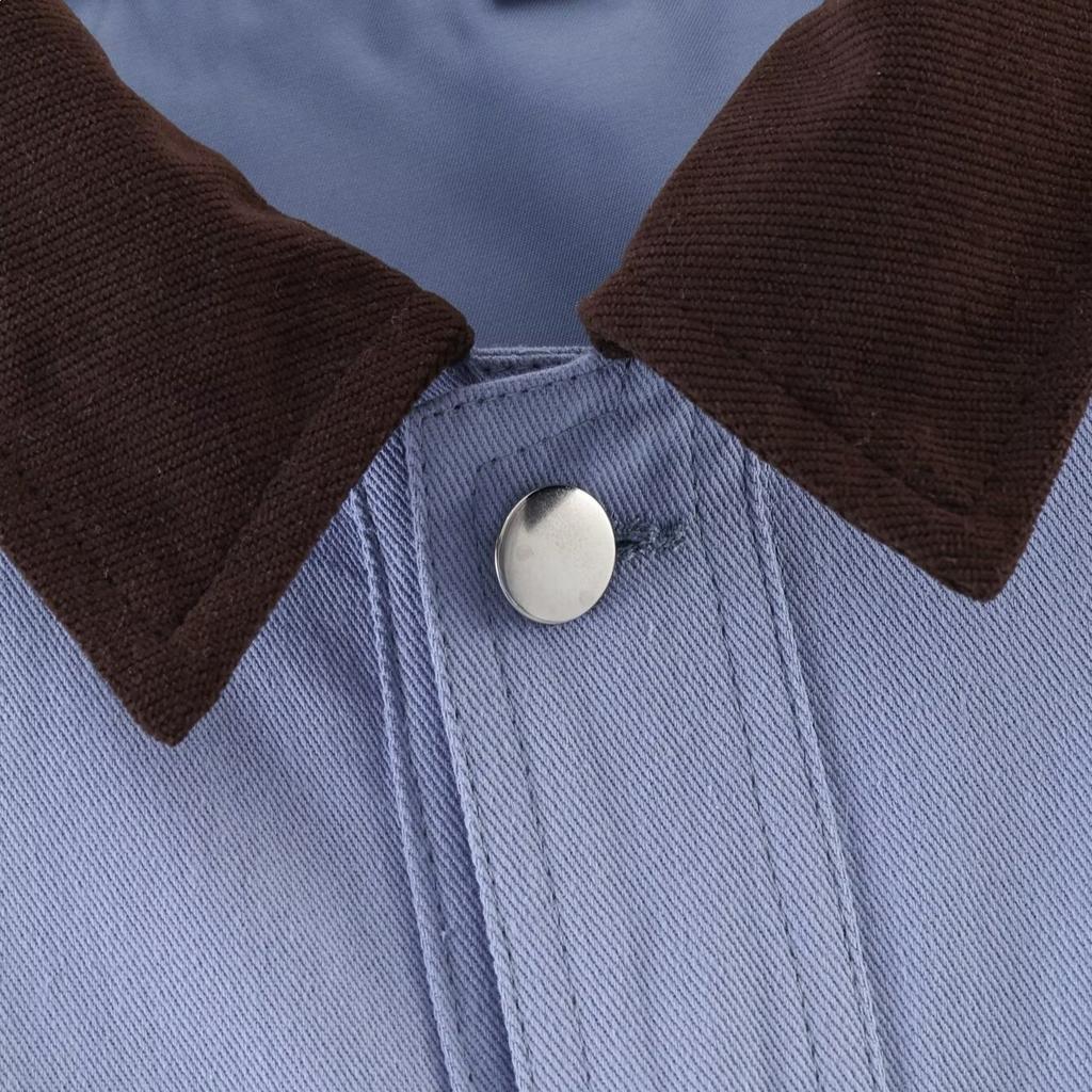 2026 spring new product European and American cross-border women's clothing street fashion blue splicing collar jacket w107 8885