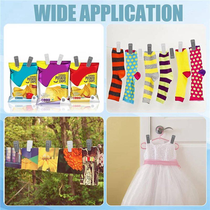 Premium-100X Plastic Hanger Clips For Baby Clothes, Strong Plastic Clips For Hangers, Multi-Purpose Hanger Clips