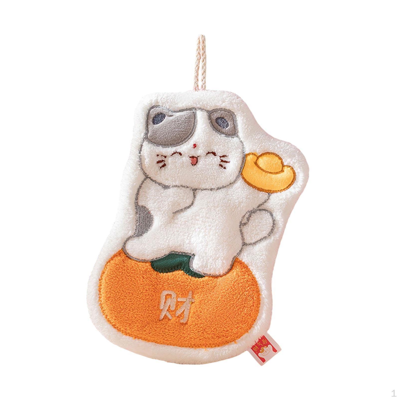 

Cat Fleece Hanging Towel Washable Reusable Absorbent Soft Festive Decoration for Kids Adults помаранчевий