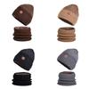 Conjunto de Gorro de Inverno Tricotado e Cachecol com Forro de Fleece para Uso ao Ar Livre em Clima Frio