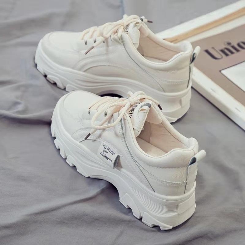 Muffin shoes spring new fashion solid color sports little white shoes thick sole heightening casual women's shoes