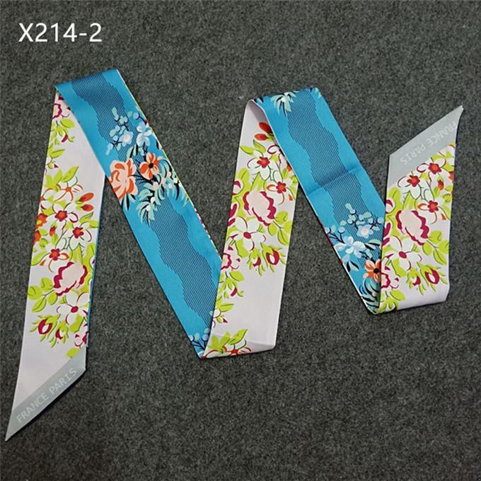 2024 New Scarf For Women Double-sided Flowers Skinny Bag Scarf Brand Silk Foulard Women Tie Fashion Belt Head Scarves For Ladies