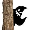 Halloween Garden Sign Peeking Ghost Wall Art Decoration Metal Ghost Silhouette Yard Art Ornament for Backyard Tree Trunk