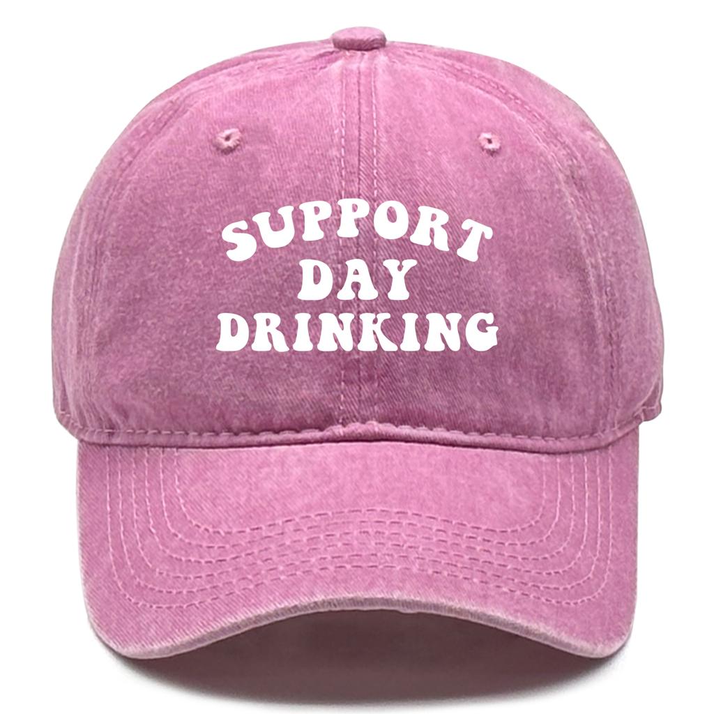 Unisex Adjustable Baseball Cap “Support Day Drinking” Dad Hat Washed Retro Snapback Caps Ideal Choice For Outdoor Accessory