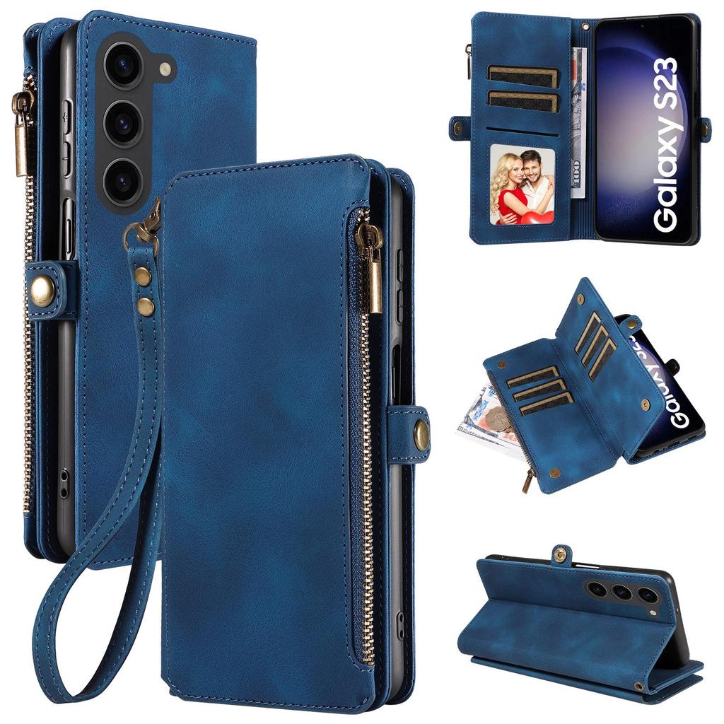 Samsung S24 Leather Case | S23 FE Zipper Wallet | S22plus Mobile Phone Case | S23Ultra Bracket Protective Cover