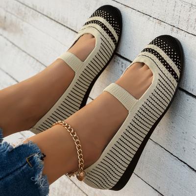 Damenschuhe 2024 Heißer Verkauf Elastisches Band Damen Ballerinas Herbst Runde Zehenpartie Flach Gemischte Farben Sohle Lässige Bequeme Schuhe
