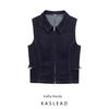 Kaslead New Arrival Women's Clothing Fashion Style Fashion Minimalist Silm Lapel Two-Way Denim Vest