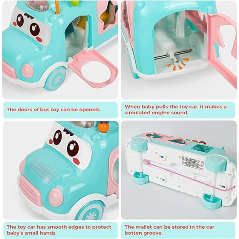 Baby Musical Instruments Toys Animal Bus with Piano Keyboard Xylophone Drum Color Learning Montessori Toys for Toddler Boys Girl