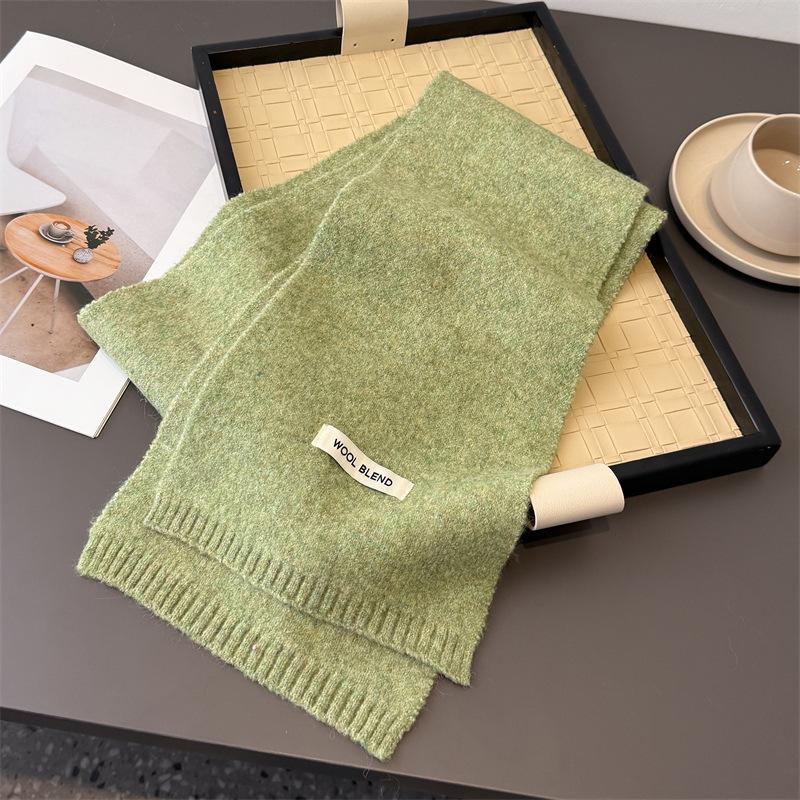 Luxury Korea Styles Solid Color Winter Warm Knitted Scarf Women Simple Shawls Lady Soft Wraps Neckerchief Cashmere Pashmina