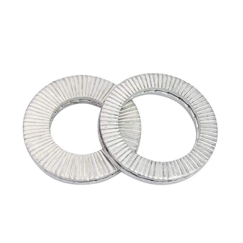DIN25201 304 Stainless Steel Self-Locking Double Stack Washer, 65Mn Manganese Anti-Loosening, Double-Sided Tooth Layer.