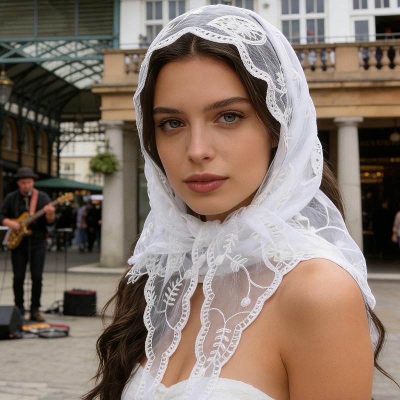 Multifunctional Lace Scarf Headwear Or Wrist Decors For Ladies Soft Polyester Headscarf Elegant Hair Accessory