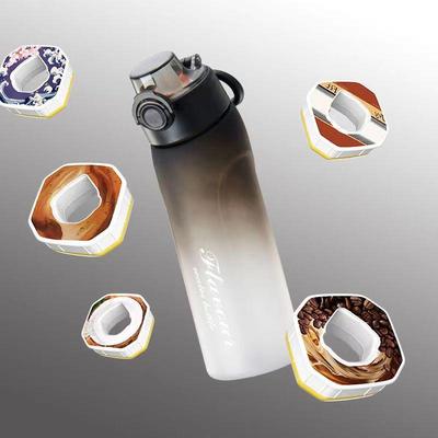 Verspielte Fruchtige Mattierte Farbverlauf Wasserflasche: Zuckerfrei, Kalorienfrei, Zweifarbiger Strohhalm-Plastikbecher.