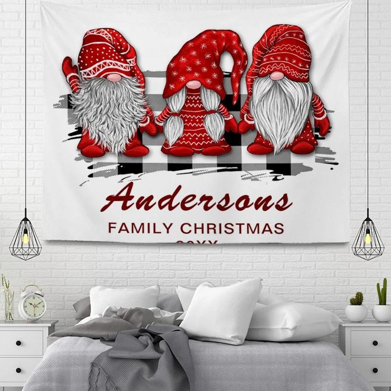 Tapiz con Patrón de Papá Noel de Dibujos Animados Decoración de Pared para Hogar Dormitorio Sala de Estar Tapiz con Tema Navideño