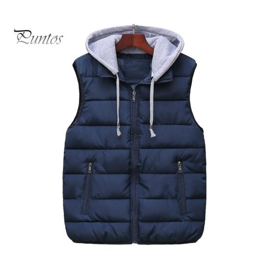 

Мужской жилет с капюшоном, завязывающийся на шнурок, без рукавов, с карманами, застежка-молния, теплый, удобный пуховый жилет XL темно-синий
