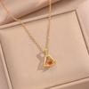 Copper Zirconia Skirt Pendant Necklace - Titanium Steel Classic Clavicle Chain for Women
