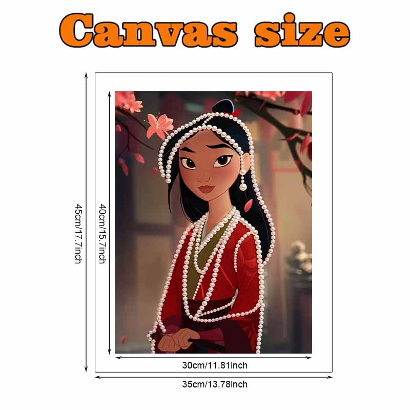 Disney Pearl Painting Pearl Aesthetic Mulan for Beginners and Adults, DIY Pearl Diamond Art Painting Kit for Home Wall Decor Gifts