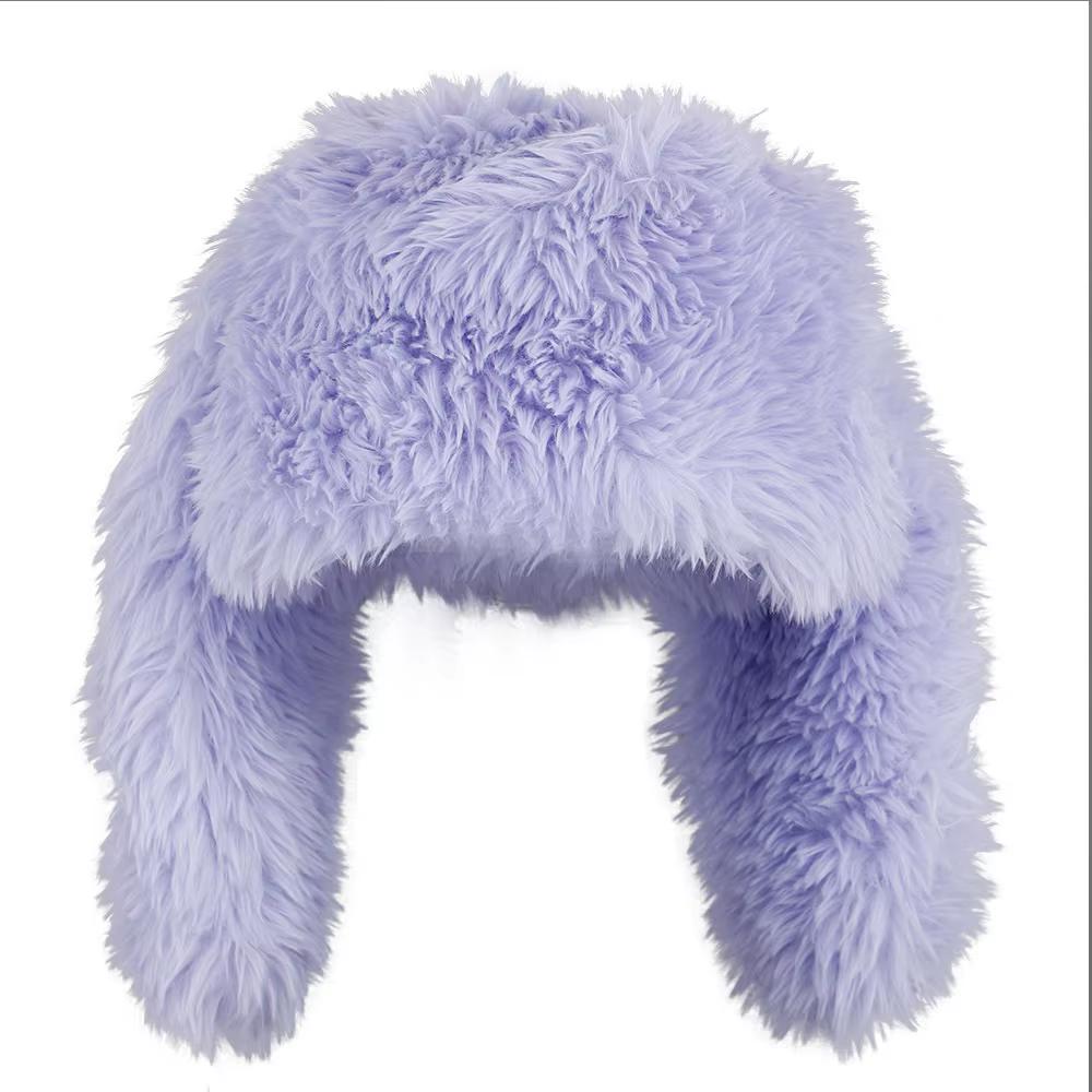 Y2K Rabbit Ears Plush Hats Cute Girls Winter Beanie Pullover Cap Women Lolita Thickened Warm Funny Party Pography Fleece Hats