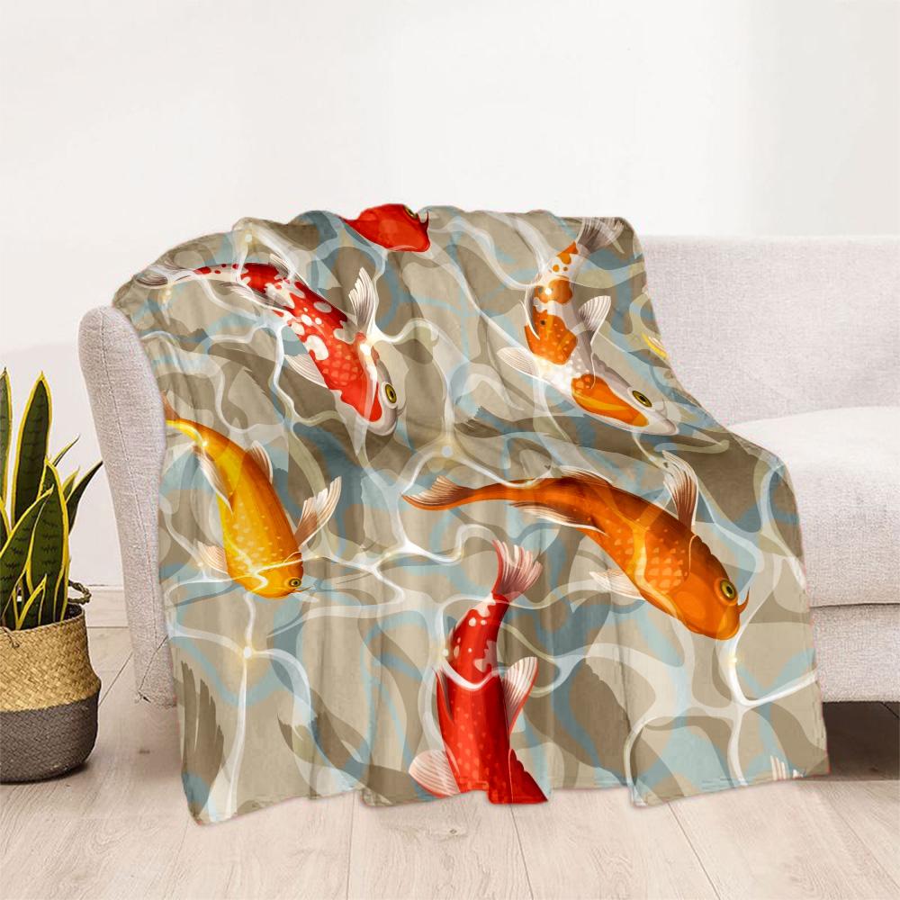 Fish Art Blanket Warmthful Decor Perfect for Office Chair Bed Sofa for All Occasions Modern Style Ideal Gift For Birthday Valentine'S Day