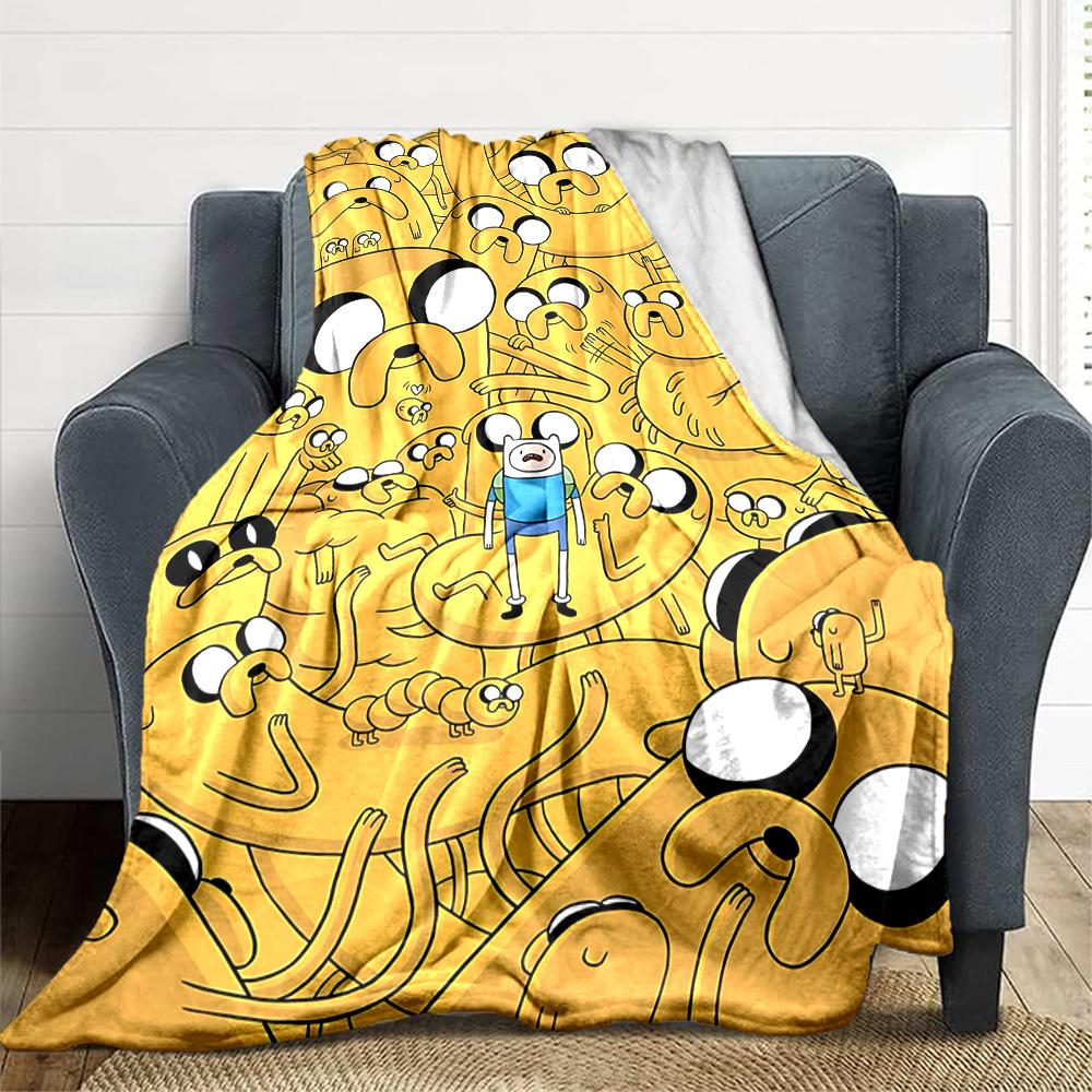1pc Adventure Time Jake Flannel Blanket, Soft Skin Friendly with Digital Printing, Various Sizes Available for Family, Friends, Birthday