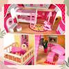 Large Wooden LED Dollhouse with Garage, Garden and 17 Furniture 90 Cm – Kinderplay (GS0020)