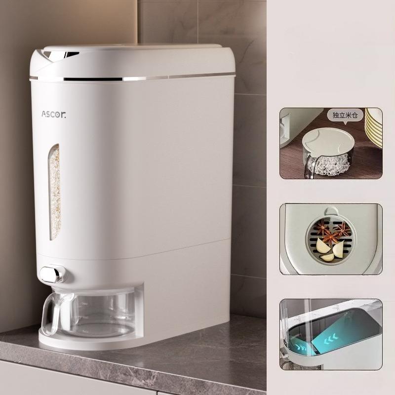 Rice Bucket Household 2026 New Sealed Rice Jar Rice Box Insect and Moisture Proof Kitchen Rice Storage Container High End
