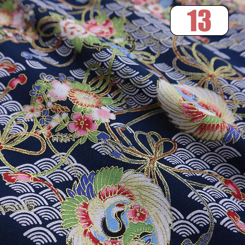 100x150cm Oriental Style Crane Prints Bronzing Fabric Japanese Sea Wave Koi Cotton Fabric For Sewing Quilting Patchwork DIY
