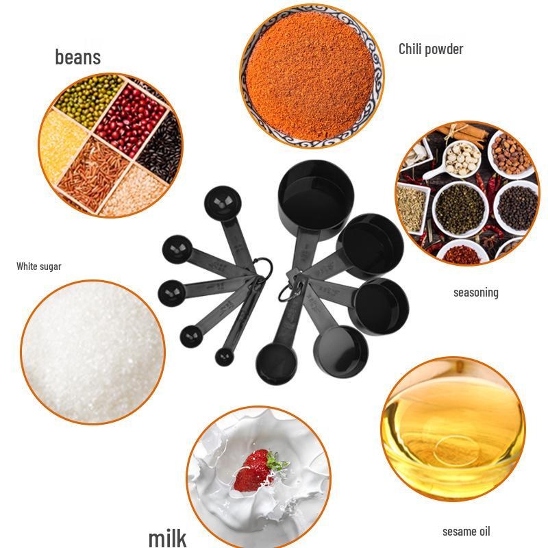 Plastic Measuring Spoon & Cup Set with Scale, 10-Piece Kitchen Baking Tools