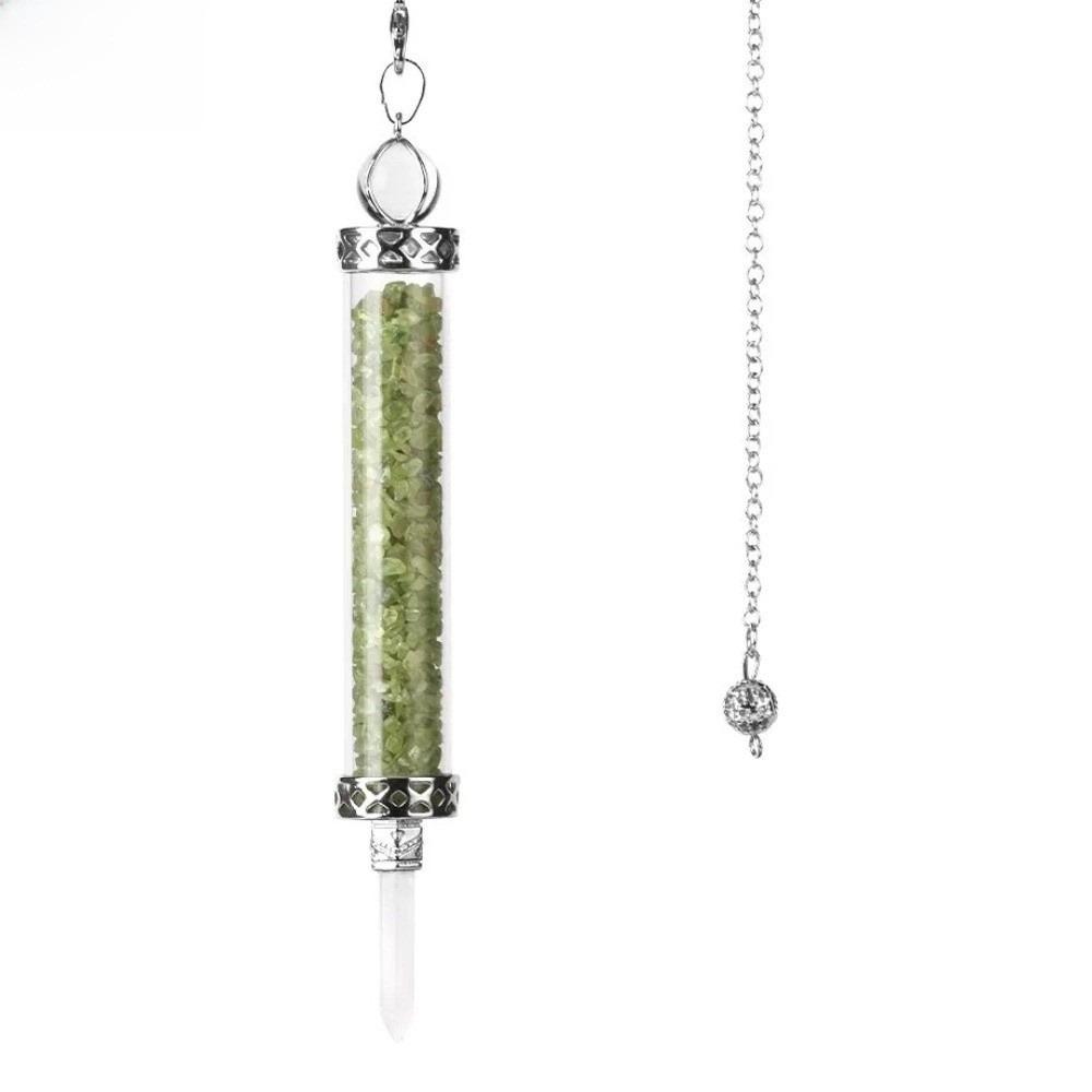 Crystal Stone Quartz Pendulum with Chain Pendant Design Wishing Bottle Pendulum Long Shape Clear Quartz Dowsing Pendulum