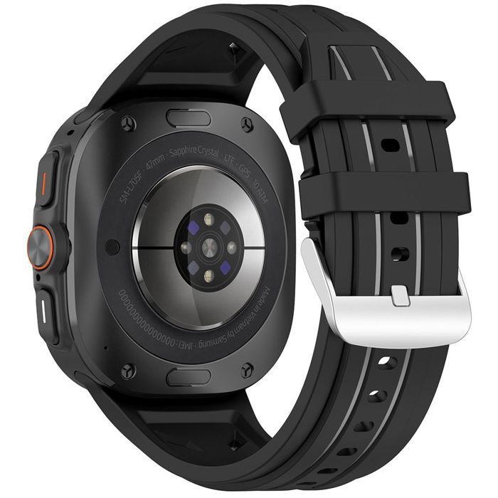 Bracelet pour Samsung Galaxy Watch Ultra 47mm, Boucle Classique Longueur Ajustable Silicone Souple Noir