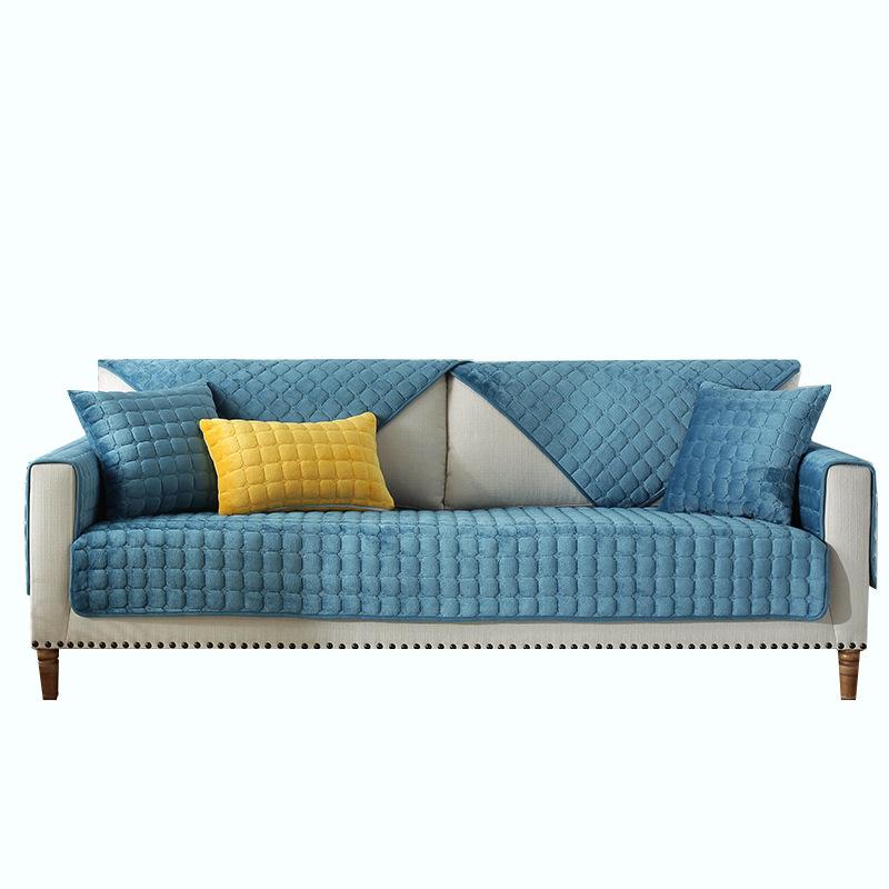 Solid Color Non-slip Sofa Cover Thickened Soft Plush Sofa Cushion Towel for Living Room Furniture Decoration