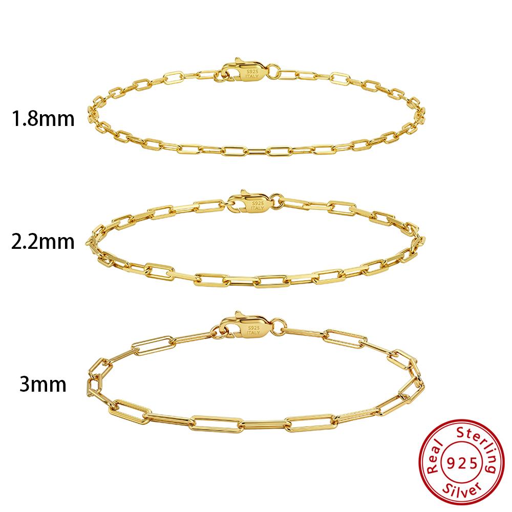 

EFFIE QUEEN Fashion 925 Sterling Silver Paperclip Chain Bracelets Women Men Chunky Paper Clip Bangle Party Jewelry Gift SB218 16.5cm&1.8MM