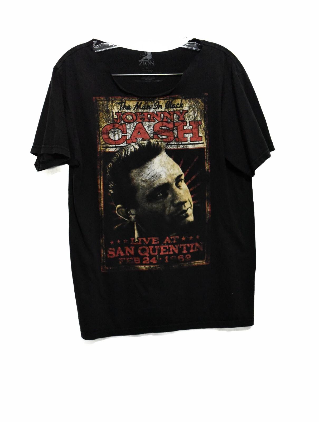 Zion Johnny Cash Mens Black T-Shirt Graphic Print Cotton Short Sleeve Size M XXXXL