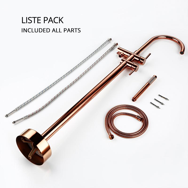 Luxurious Wholesale Matt Black High Rise Round Spout Bath Mixer Tap Floor Mounted Bathtub Filler Shower Roman Tub Faucet Set