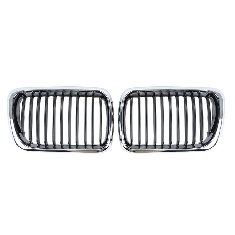 Samochodowy Grill Przedni Trwała Para Przedni Grill w Stylu Nerki Do E36 Seria 3 M3 1997-1999 Praktyczny Srebrny Grill Część Samochodowa