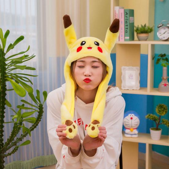 Beliebtes Produkt, 60 cm, süße Pikachu-Mütze, Ohren, die sich nach oben und unten bewegen, Airbag, Plüschtier, Mütze, Geburtstagsgeschenk