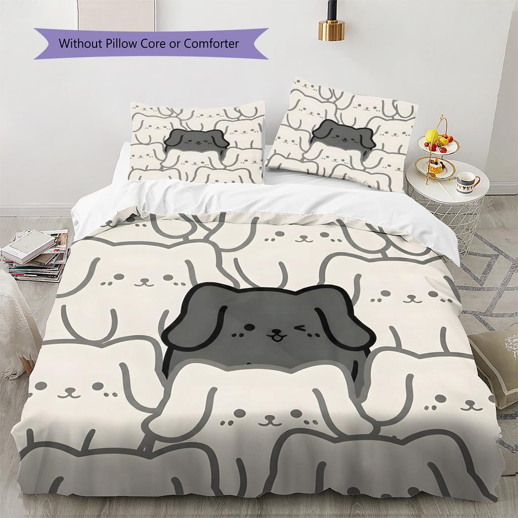 Dachshund Pattern Bedding Quilt Set Quilt Cover Pillowcase Home Decoration Birthday Gift (1 * duvet cover + 2 * pillowcase, without core)