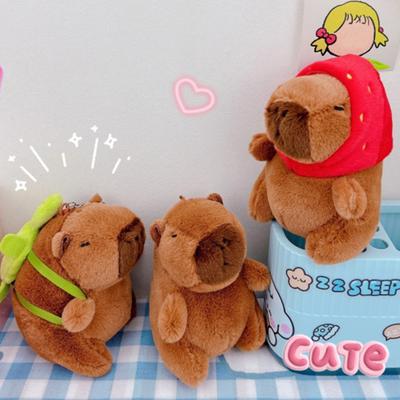 Stuffed Capybara Keychain with Hanging Buckle Cute Soft Fuzzy Mini Plush Animal Doll DIY Key Ring Holder Keychain Adult Sex Wear