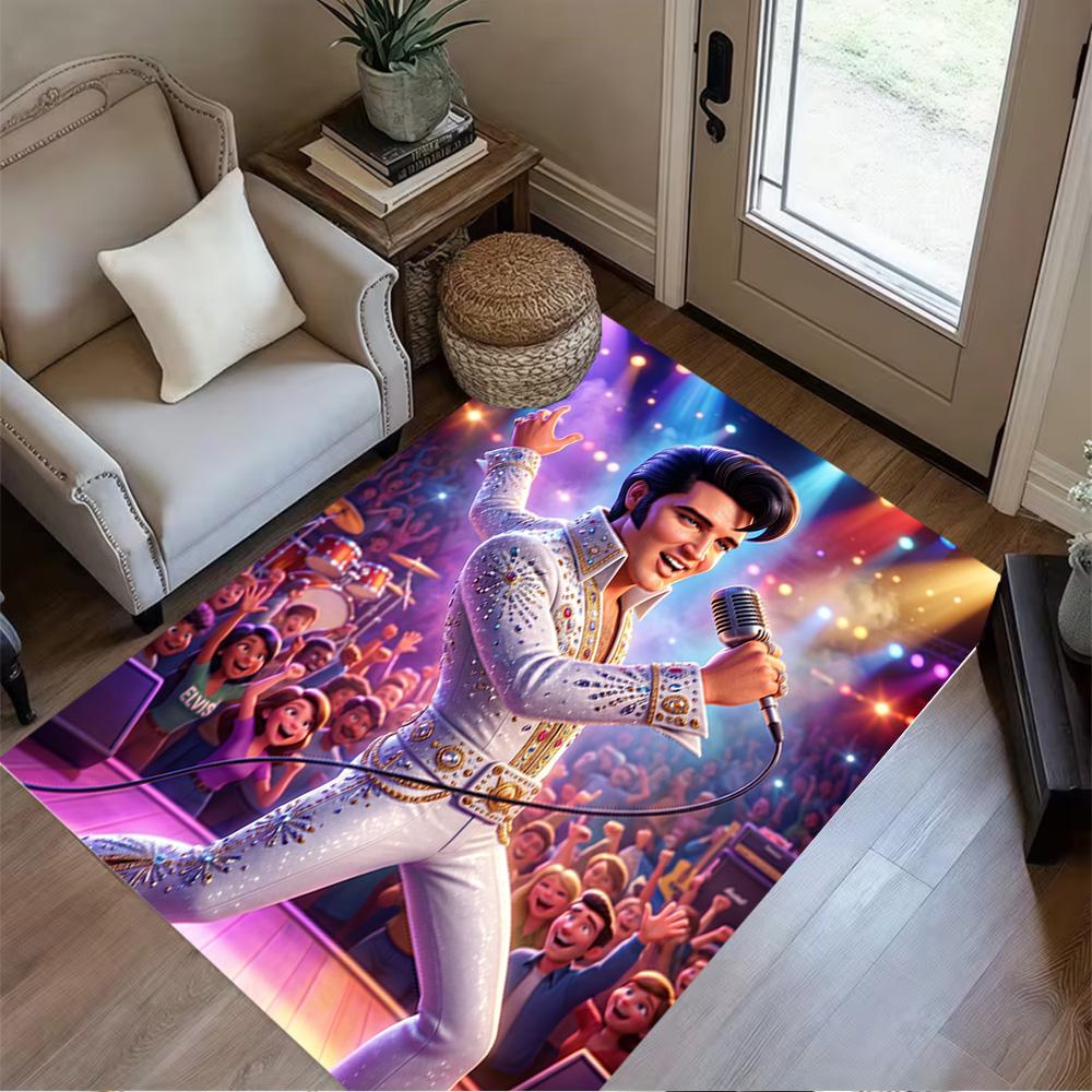 Elvis Presley Guitar Performance Floor Rug Office Rug Perfect for Game Room Entryway Outdoor Foyer Anti-slip Rug Office home decor