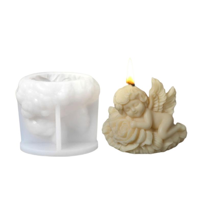 

Гибкая силиконовая форма для свечи с ароматом розы-ангела и набор для изготовления ароматических камней в виде ракушки и ангела для домашнего декора 1